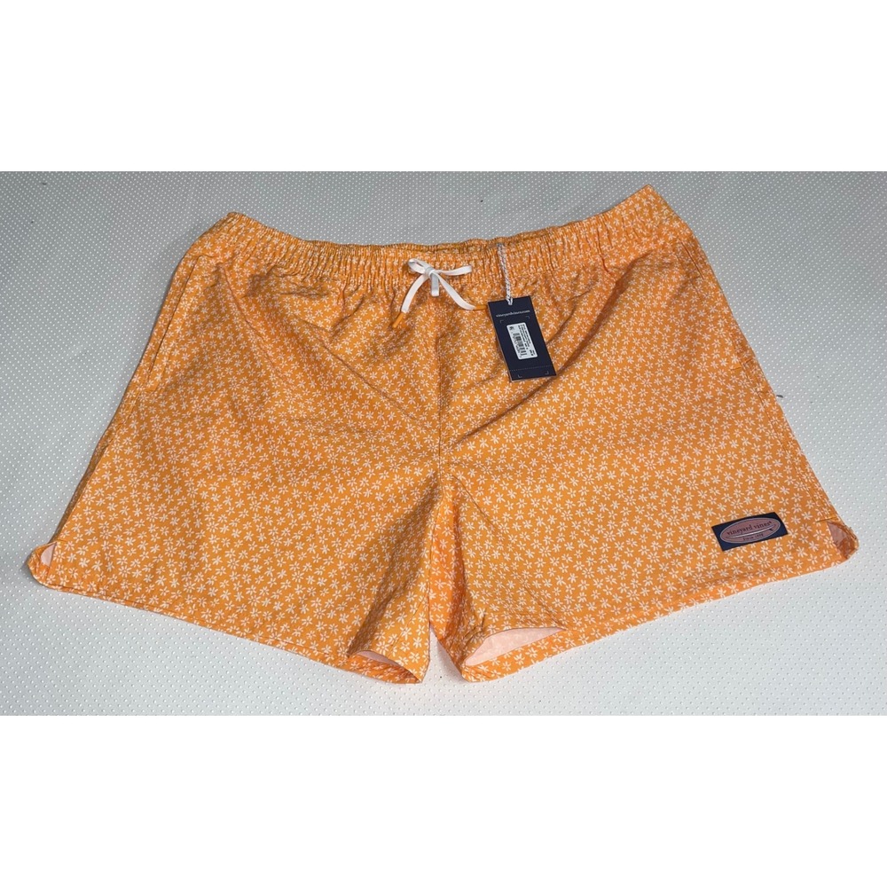 Vineyard Vines Mens XL Floral Chappy Swim Trunks Orange White NWT
